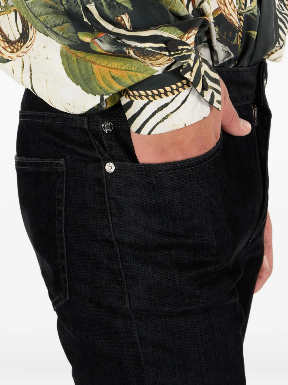 Roberto Cavalli Jeans met logodetail Zwart