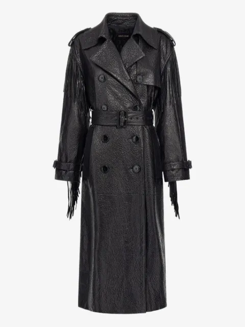 Roberto Cavalli fringed leather trench coat