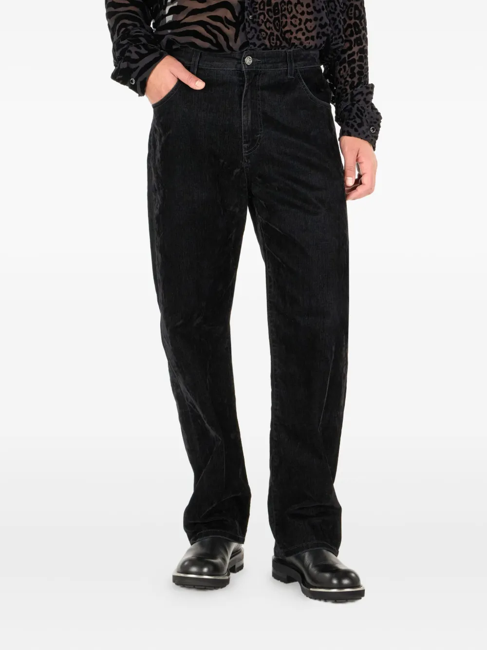 Roberto Cavalli Jeans met knoopsluiting Zwart