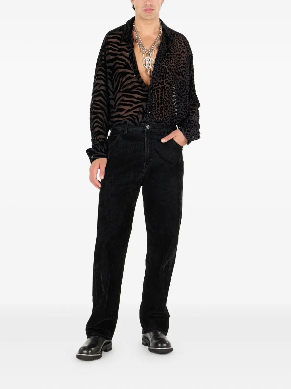 Roberto Cavalli Jeans met knoopsluiting Zwart