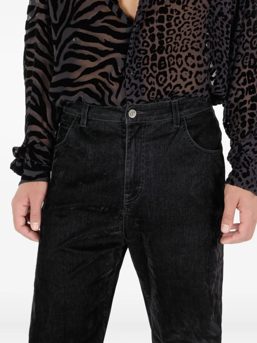 Roberto Cavalli Jeans met knoopsluiting Zwart