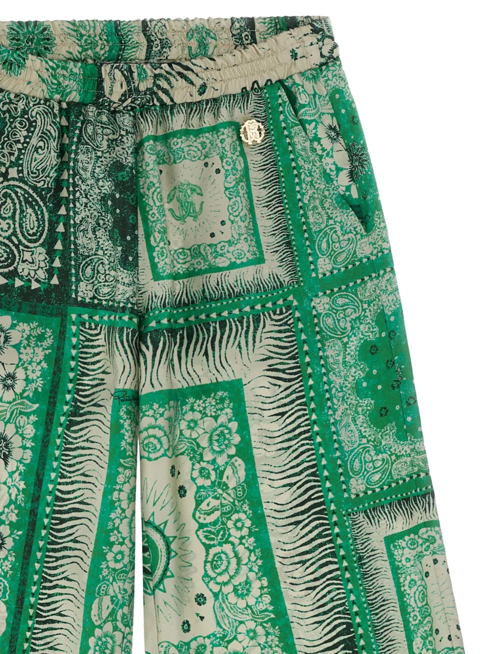 Roberto Cavalli Junior Broek met bandanaprint Groen