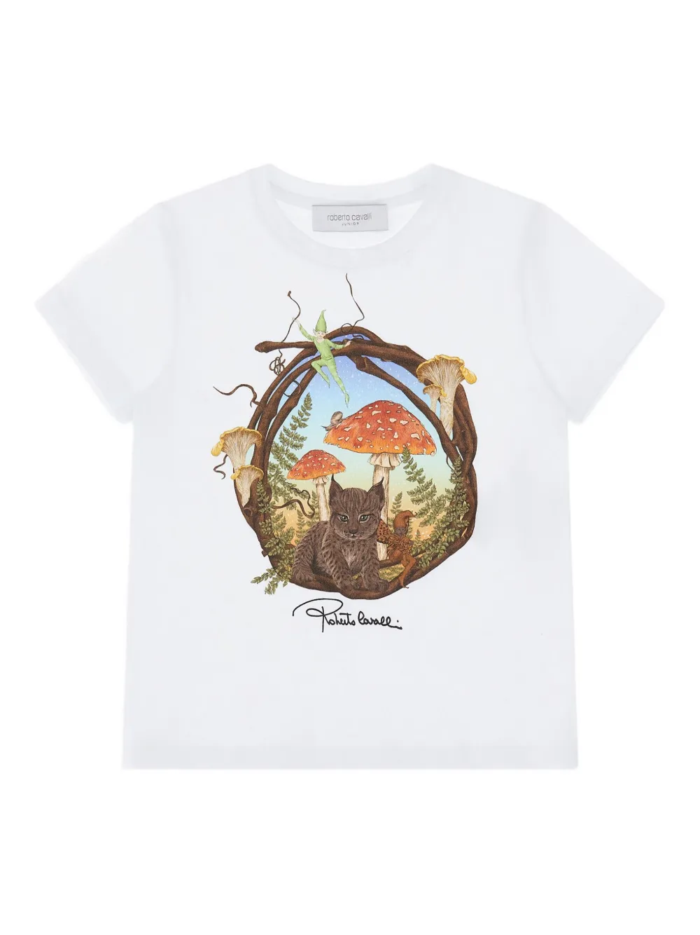 Roberto Cavalli T-Shirt mit grafischem Print - Weiß