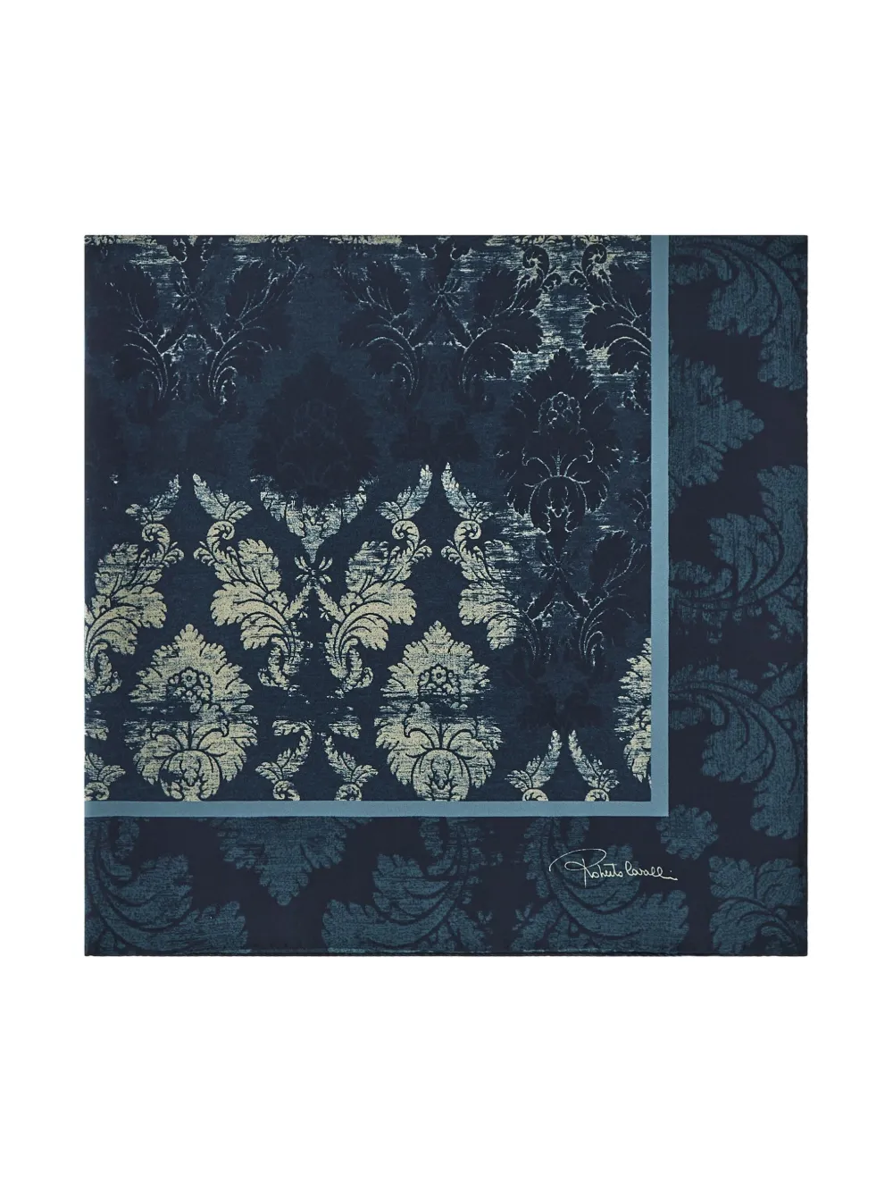 Roberto Cavalli Brocade-print Silk Scarf In Blue