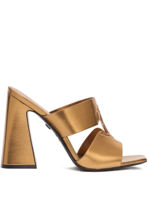 Roberto Cavalli embossed heeled mules