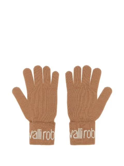 Roberto Cavalli wool-blend logo gloves