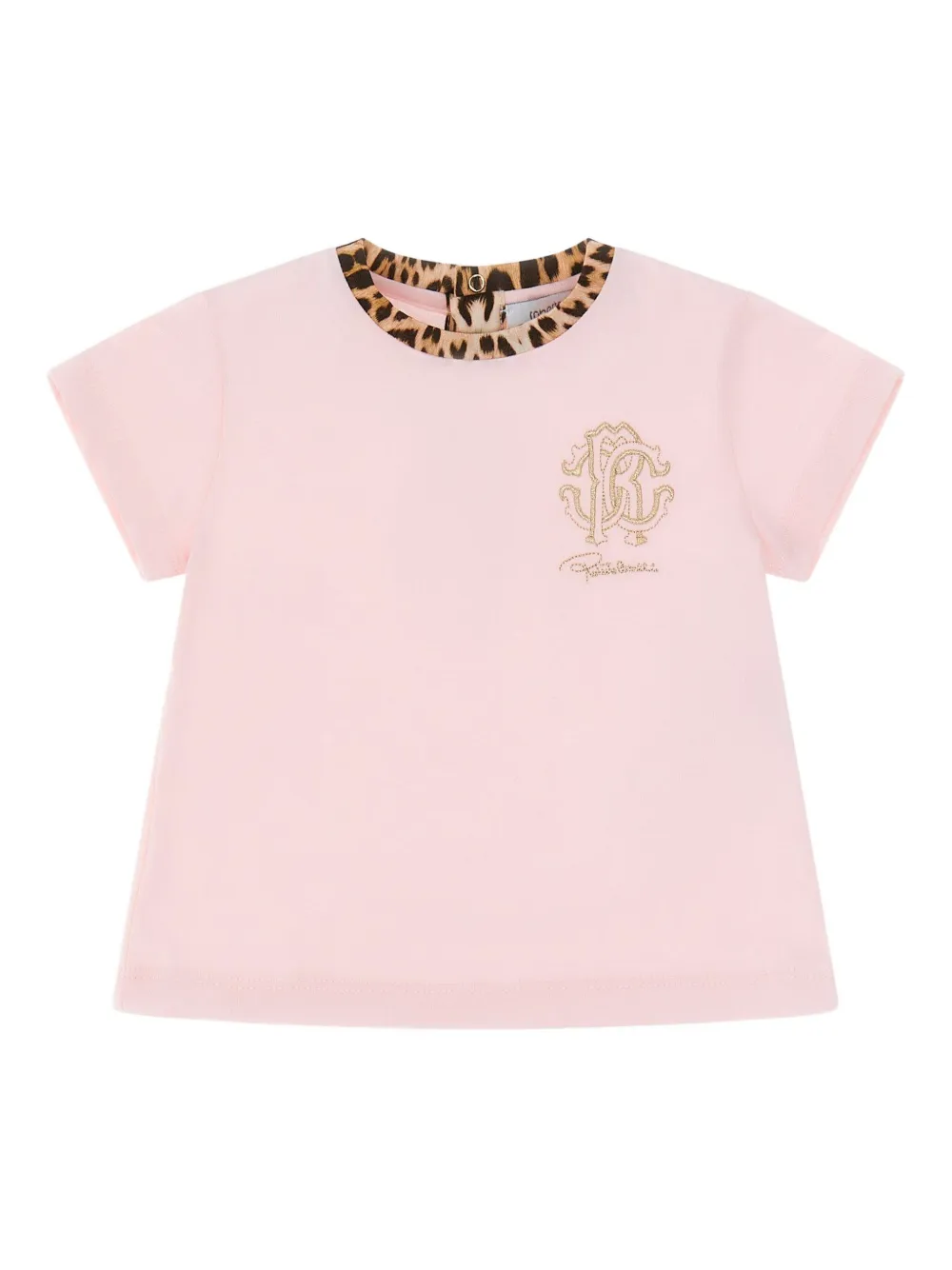 Roberto Cavalli Embroidered Logo T-shirt In Pink