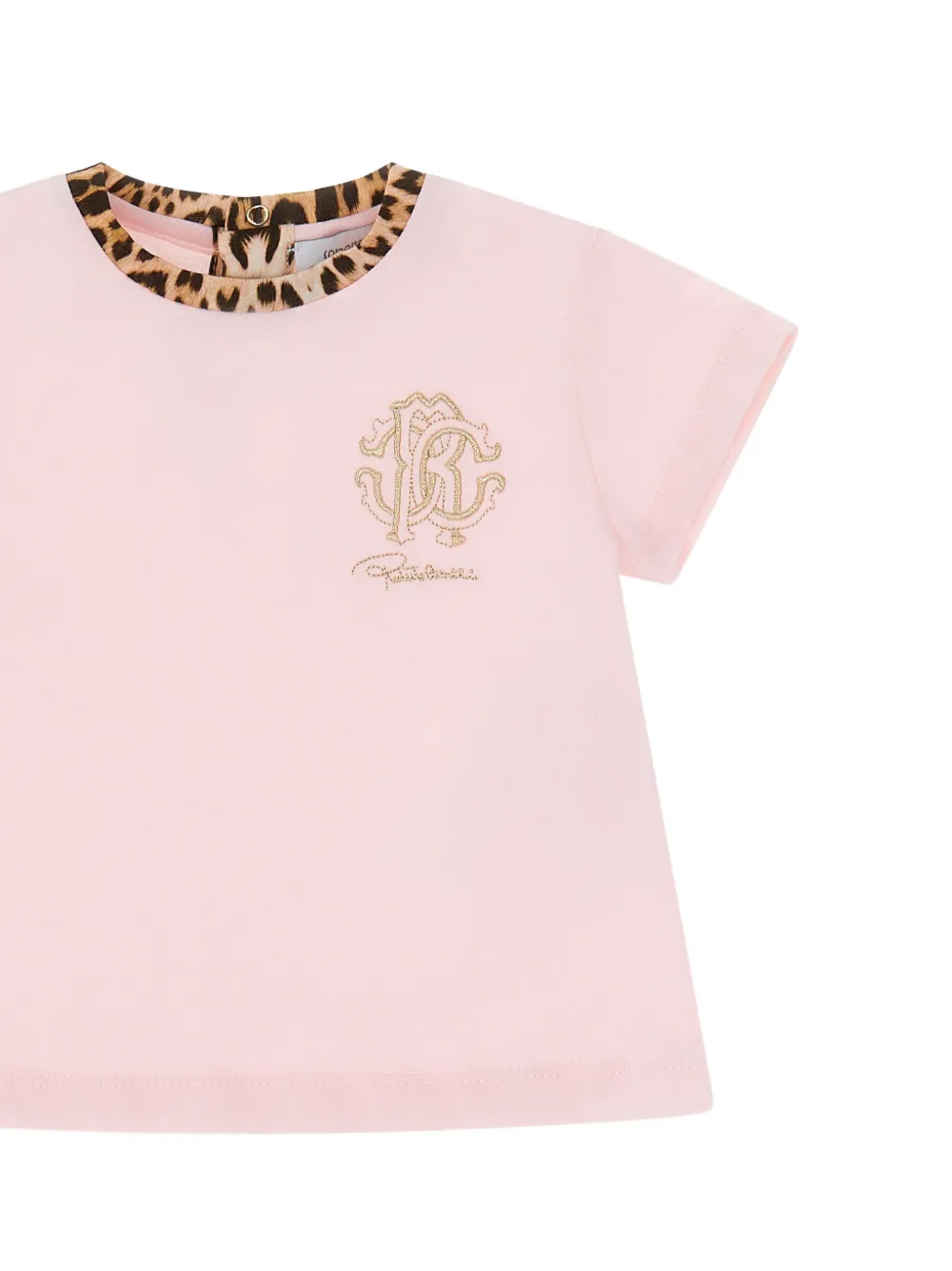 Roberto Cavalli Embroidered Logo T-shirt In Pink