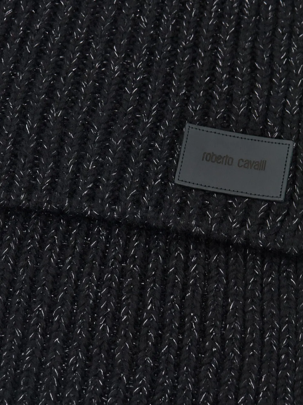 Roberto Cavalli Sjaal met logo-label - Zwart