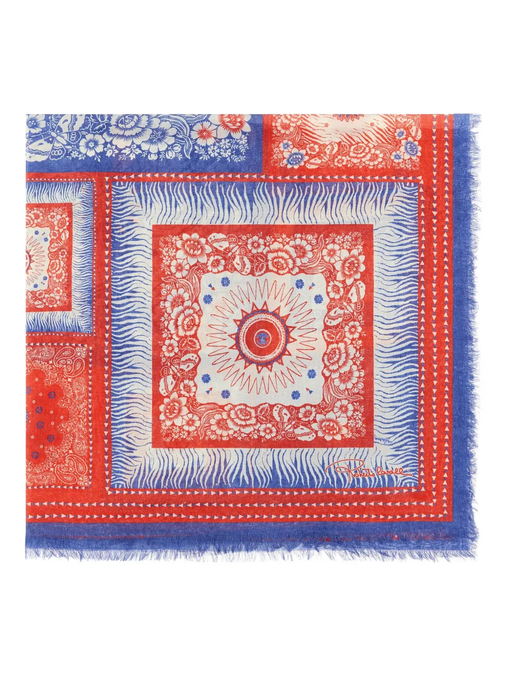 Roberto Cavalli zebra-pattern logo-detail shawl | Blue | Image 1
