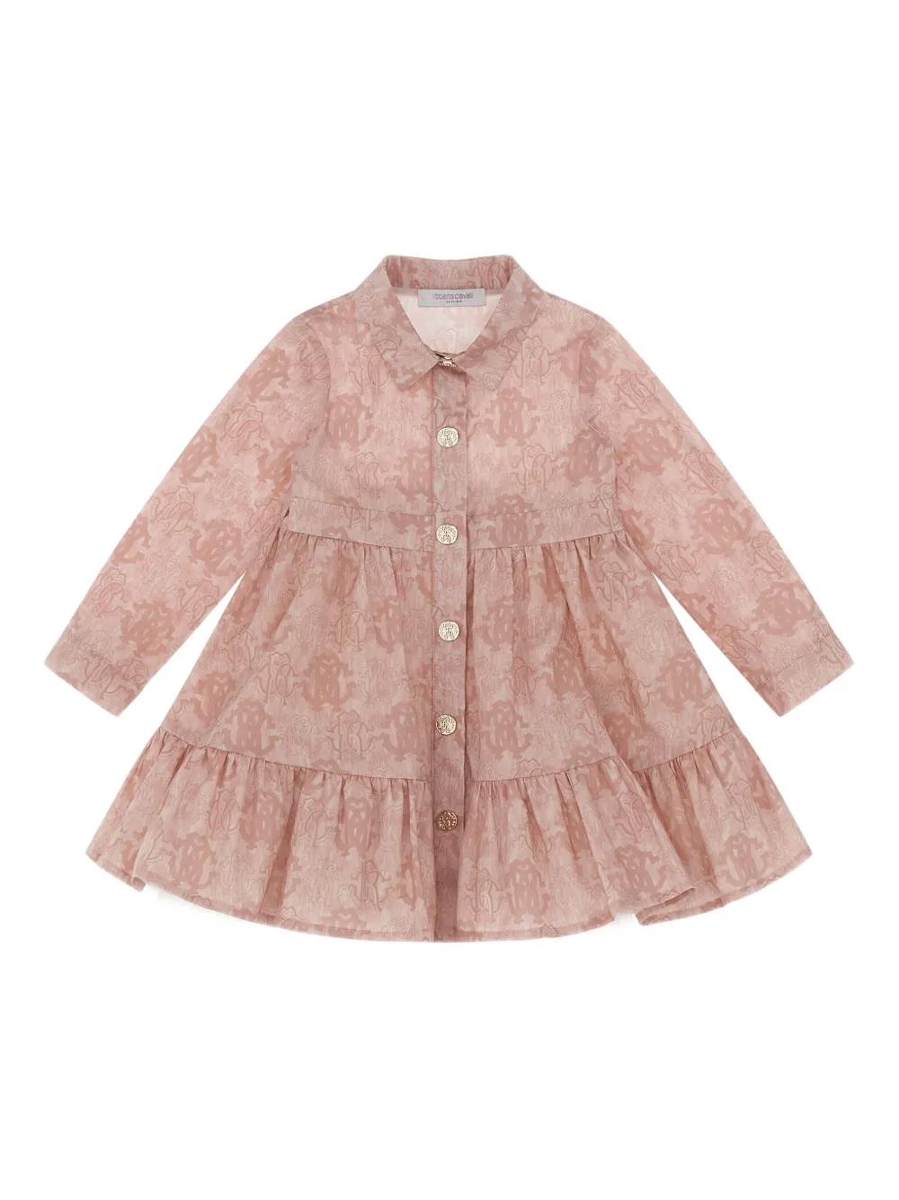 Roberto Cavalli Junior logo-print ruffled dress - Pink