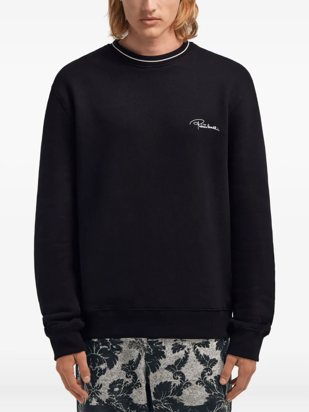 Roberto Cavalli Sweater met geborduurd logo Zwart