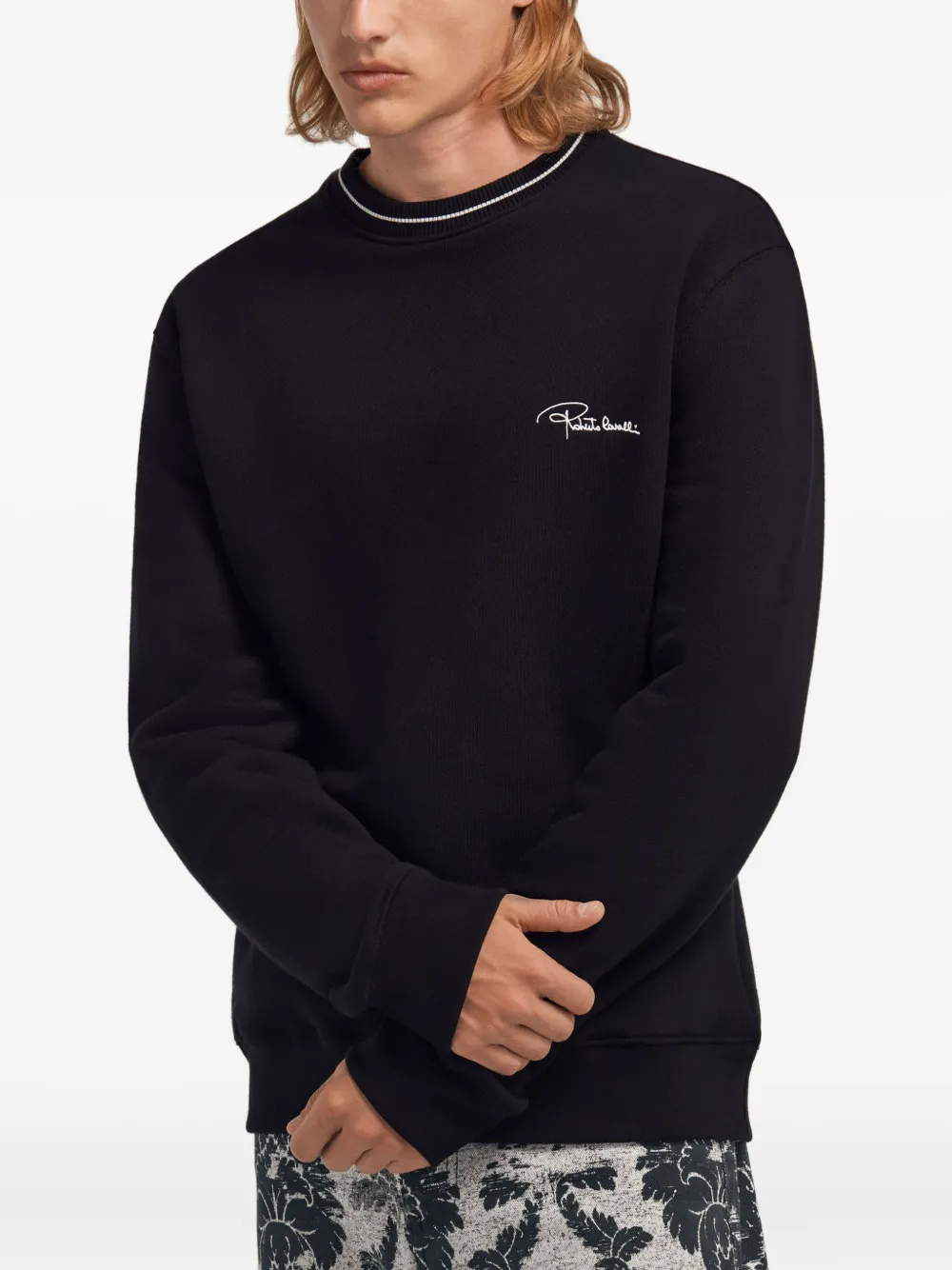 Roberto Cavalli Sweater met geborduurd logo Zwart