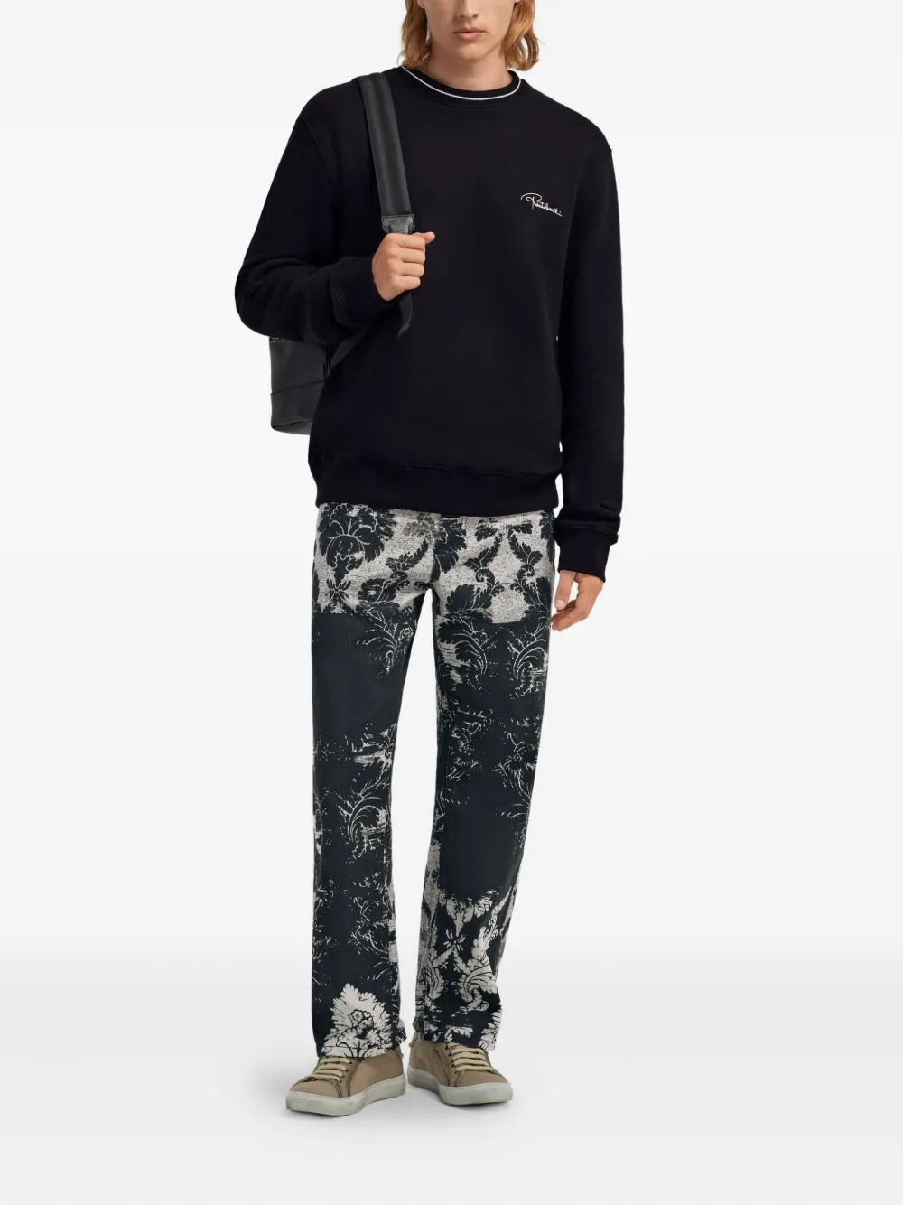 Roberto Cavalli logo-embroidered sweatshirt - Zwart