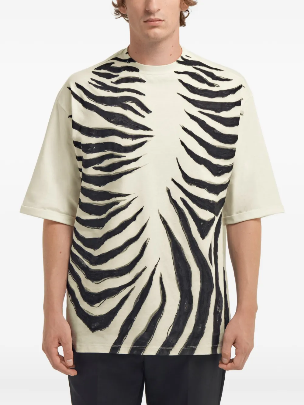 Roberto Cavalli T-shirt met zebraprint Wit