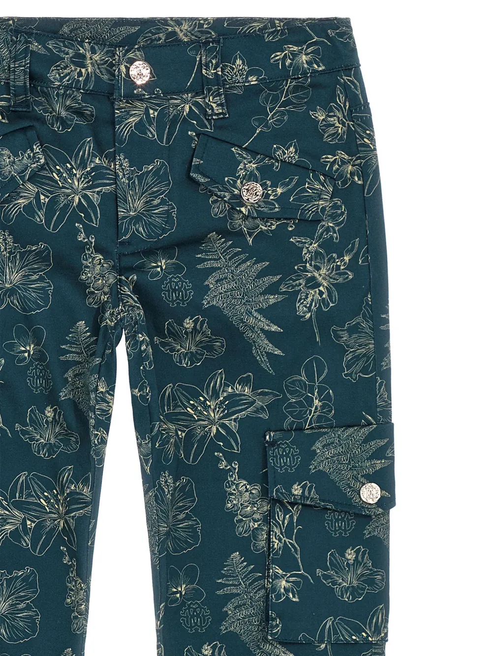 Roberto Cavalli Junior Broek met bloemenprint Blauw