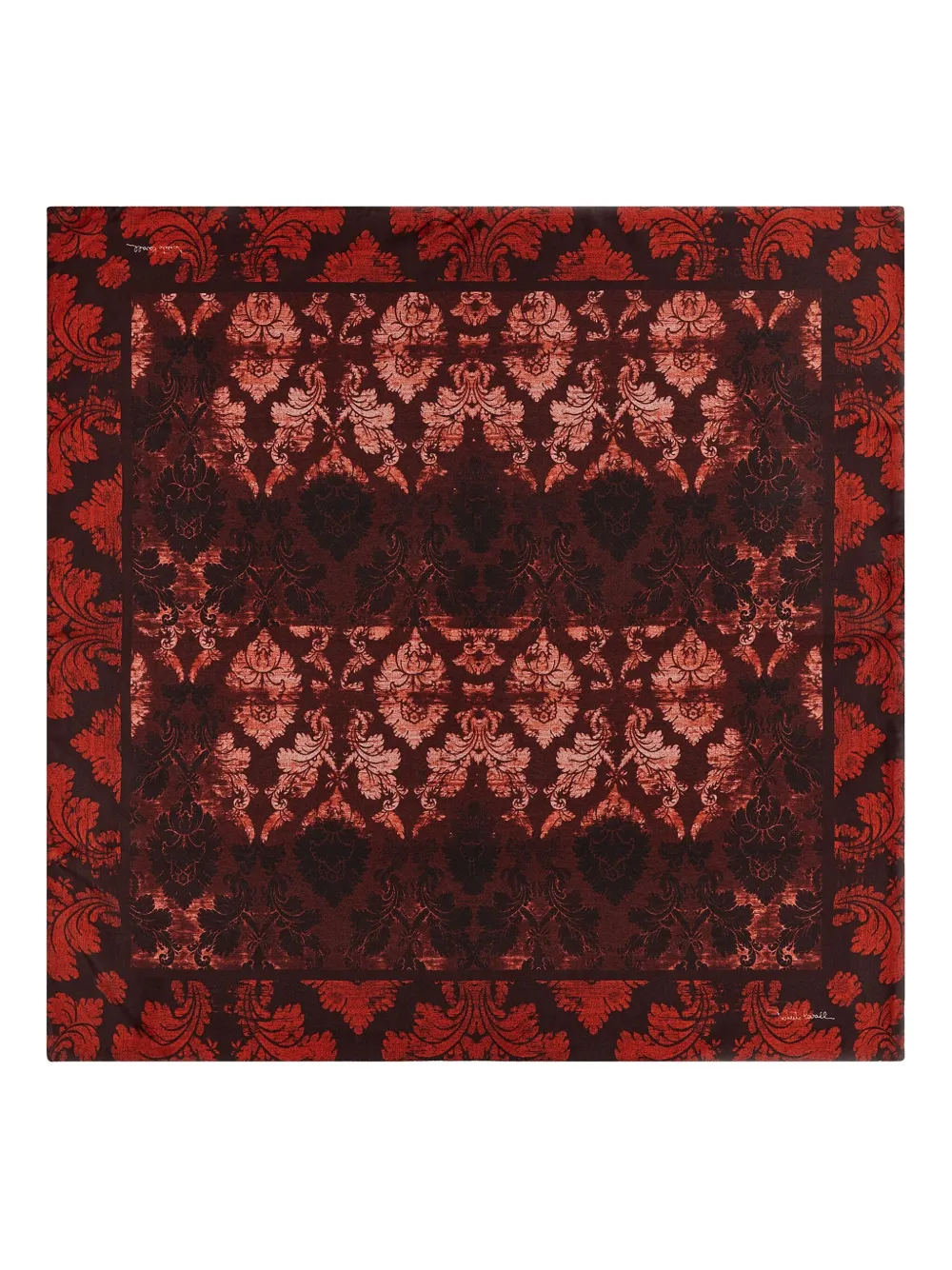 Roberto Cavalli Brocade-print Silk Scarf In Red