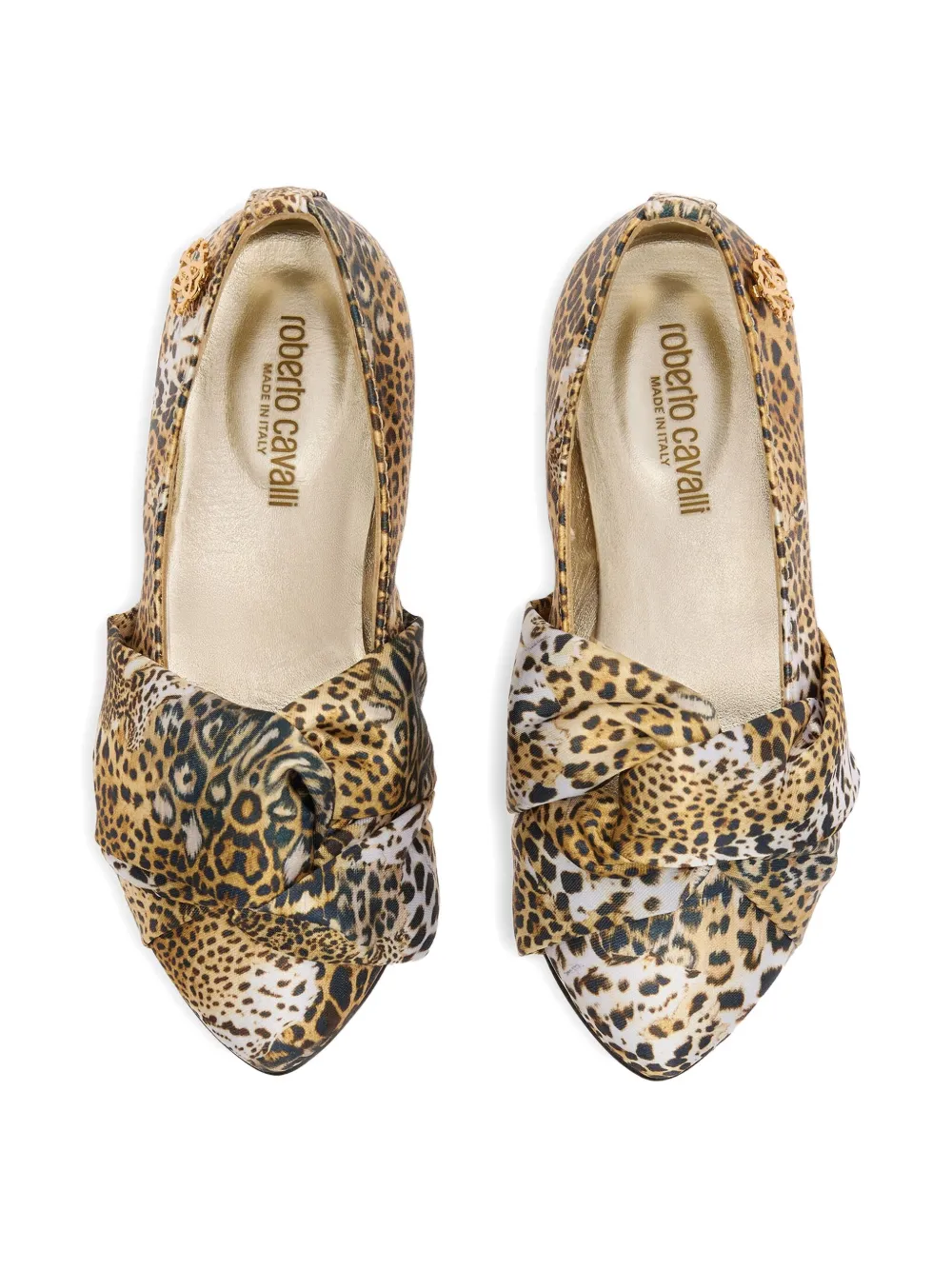 Roberto Cavalli Junior Geknoopte ballerina's met jaguarprint Bruin