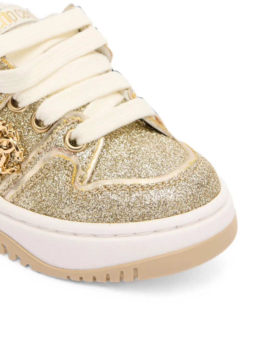 Roberto Cavalli Junior glitter-detail RC Monogram sneakers Goud