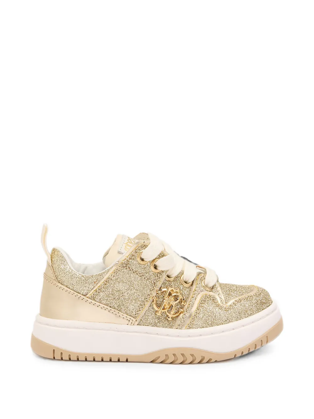Roberto Cavalli Junior glitter-detail RC Monogram sneakers Goud