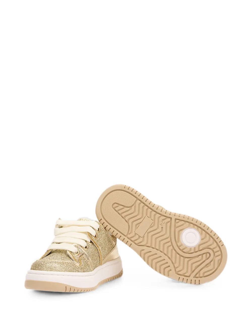 Roberto Cavalli Junior glitter-detail RC Monogram sneakers Goud