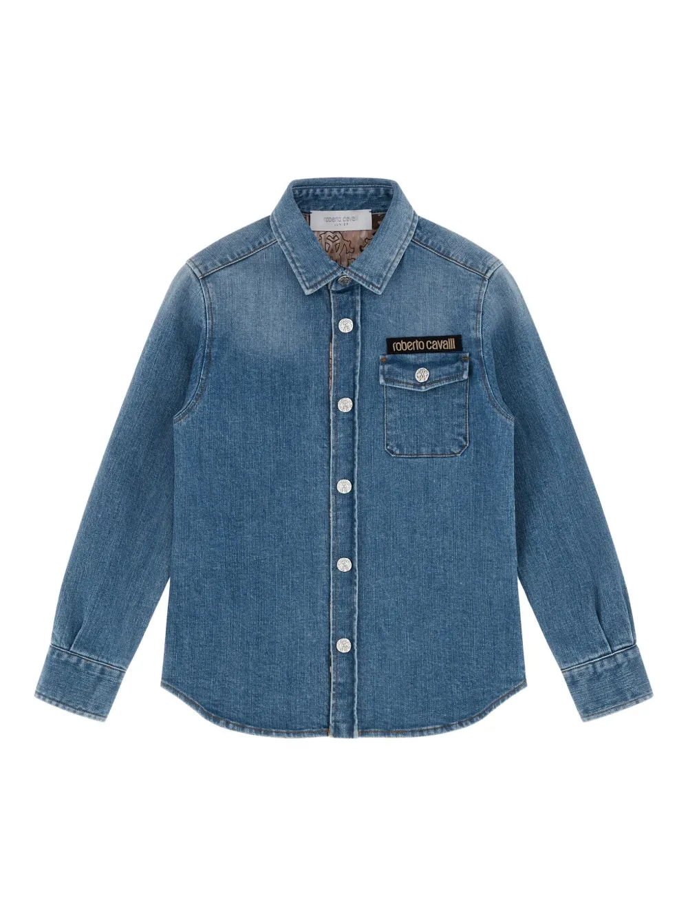 Roberto Cavalli Junior Camicia denim con taschino - Blu