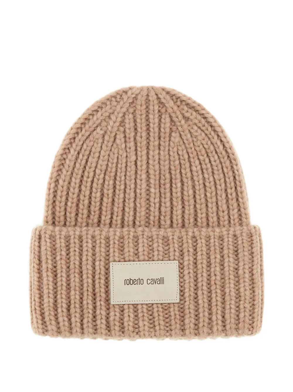 Roberto Cavalli Gorro canelado com patch de logo | Neutro | Image 1