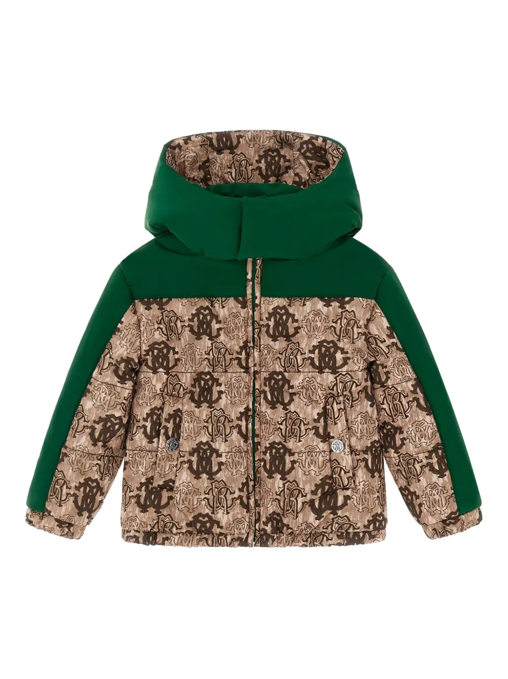 Roberto Cavalli monogram-print hooded jacket | Brown | Image 1