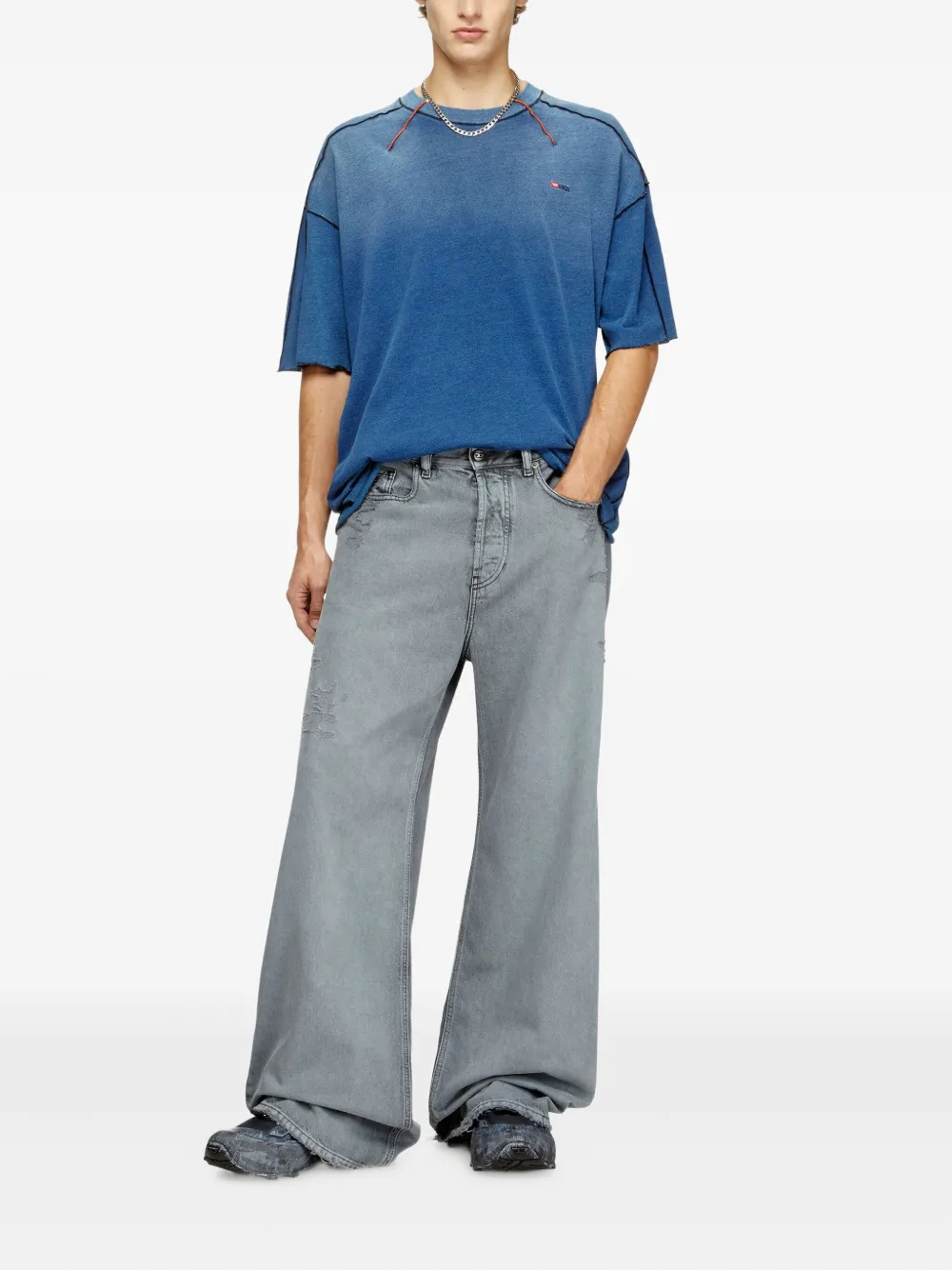 Diesel T-Craoxt cotton T-shirt - Blauw