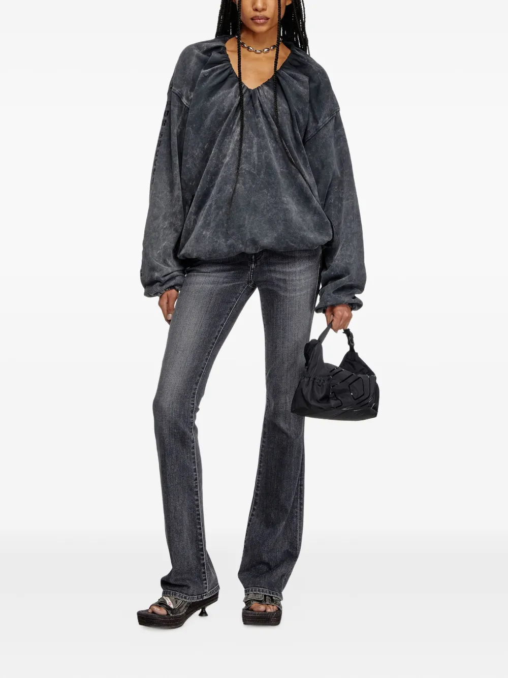 Diesel Low Waist Bootcut Jeans In Black