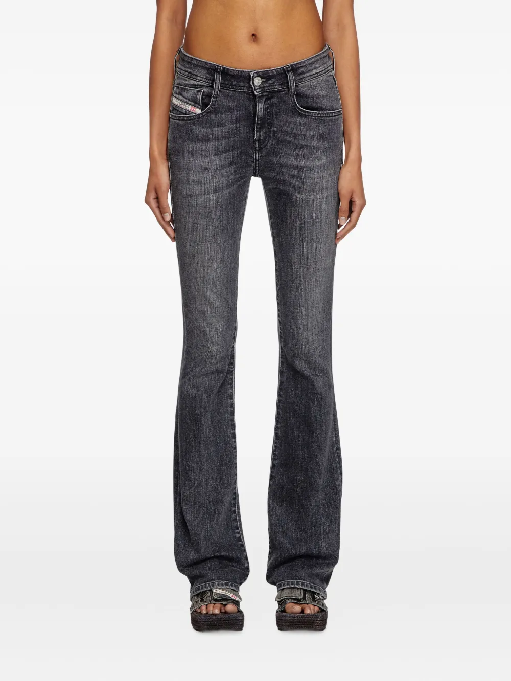 Diesel Low Waist Bootcut Jeans In Black