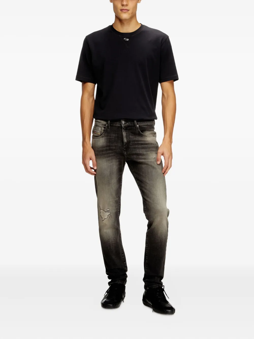 Diesel D-Strukt 09j52 ripped slim jeans - Grijs