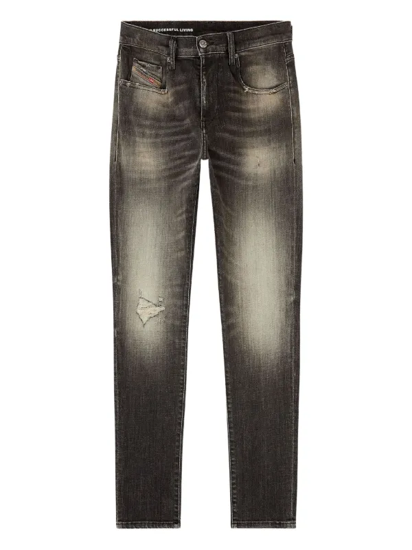 Diesel D-Strukt Ripped Slim Jeans | Grey | FARFETCH