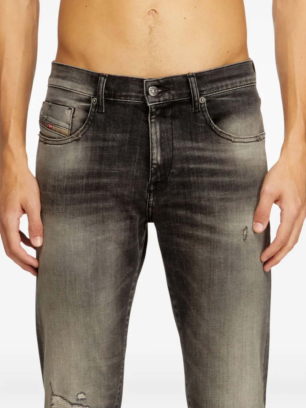 Diesel D-Strukt 09j52 gerafelde slim-fit jeans Grijs
