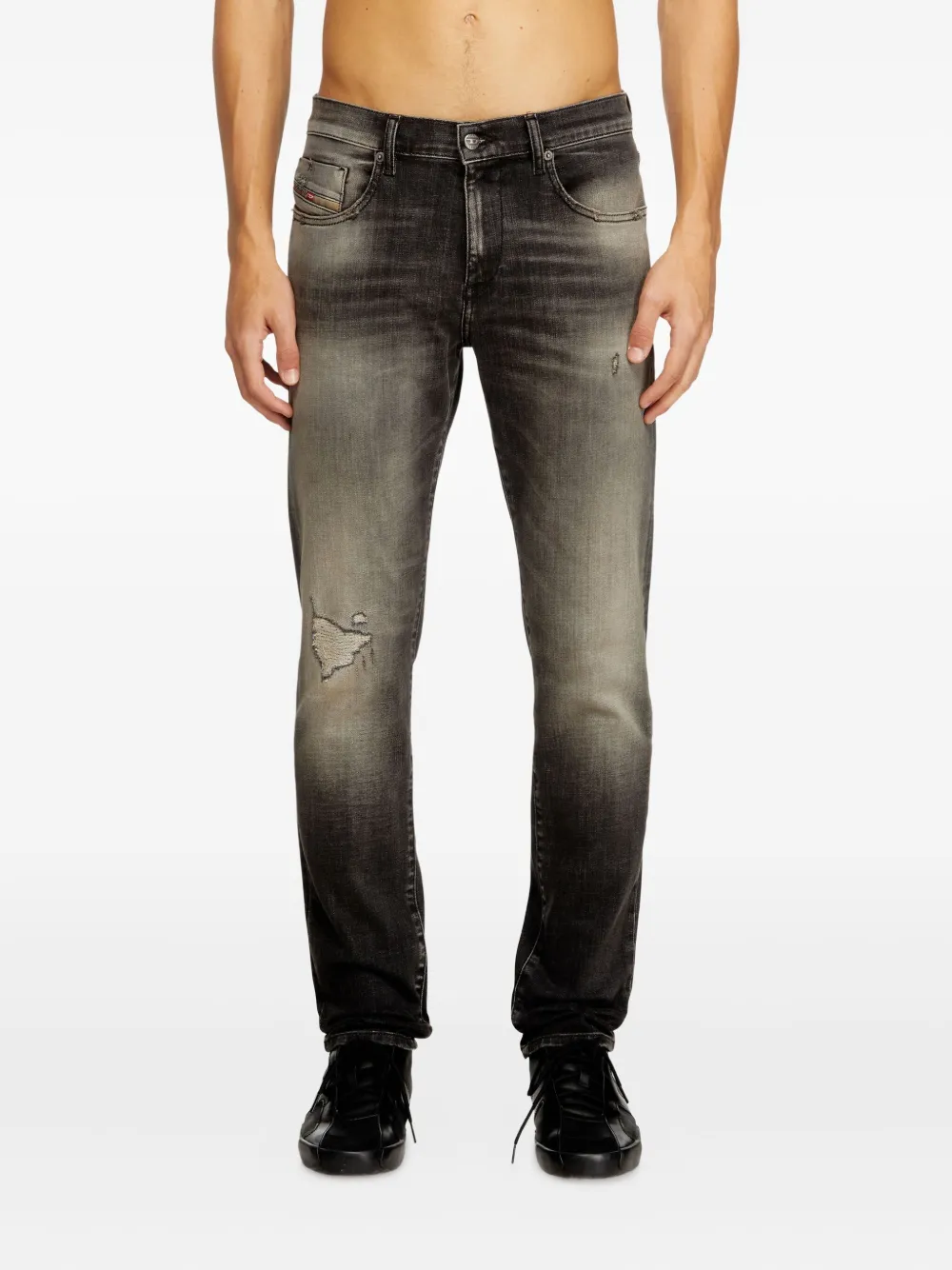 Diesel D-Strukt 09j52 gerafelde slim-fit jeans Grijs