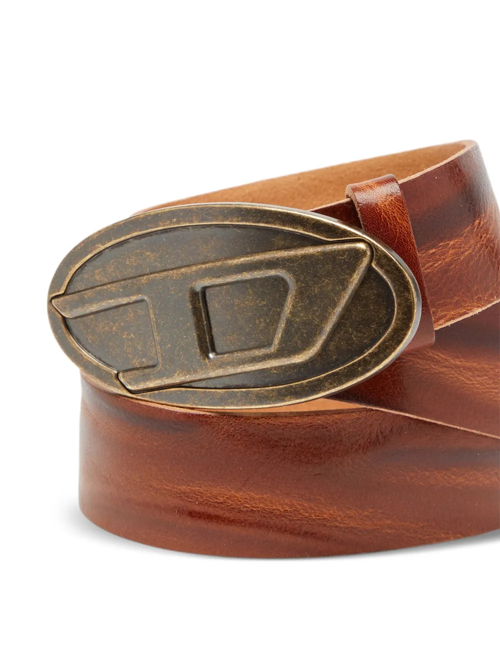 Diesel B-1dr 2.0 riem met ovalen plakkaat Bruin