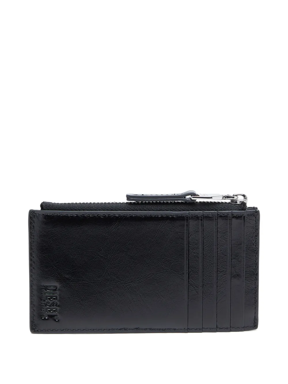 Diesel embossed zip card case - Zwart