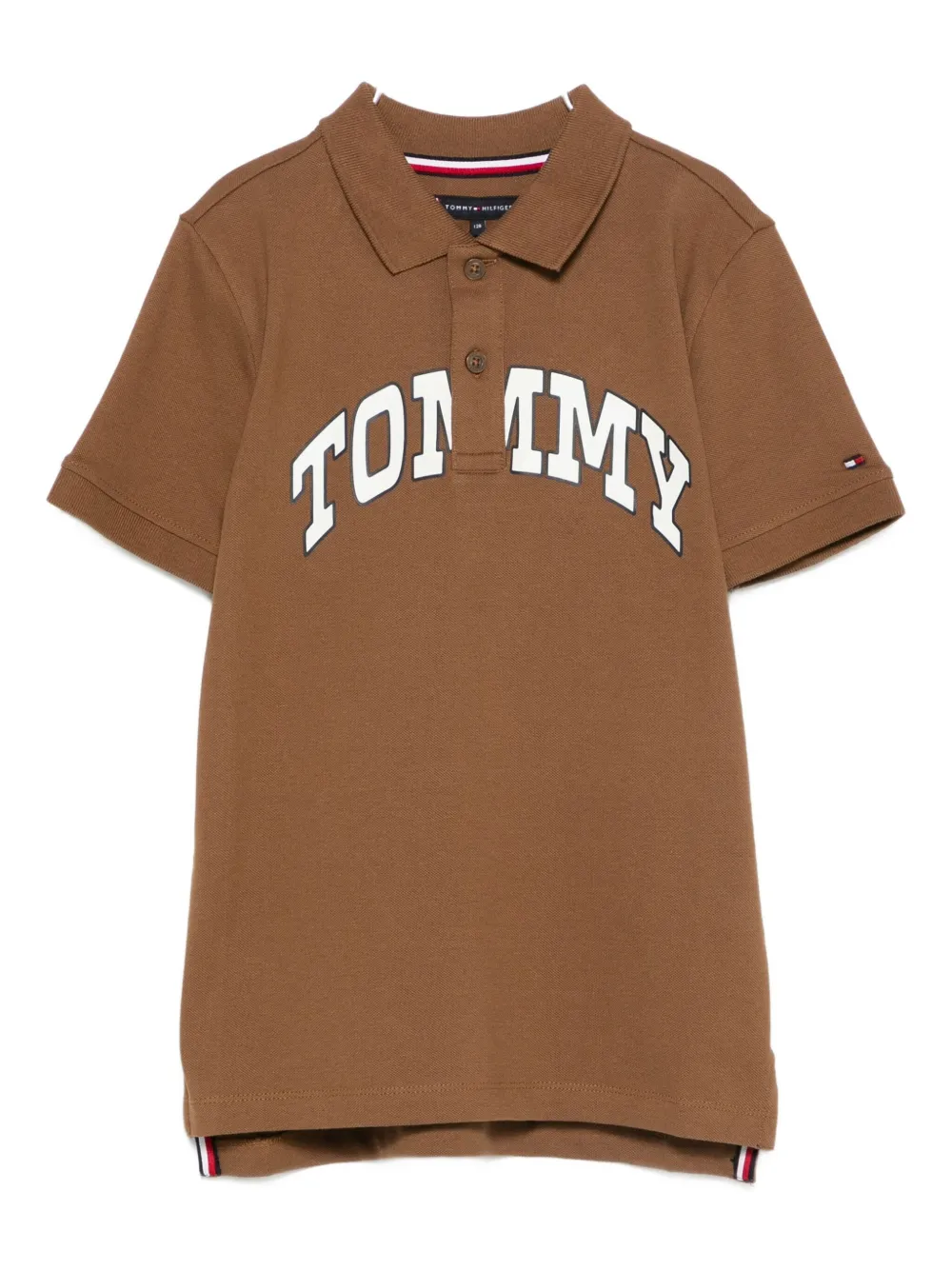 Tommy Hilfiger Junior Logo-detailing Polo Shirt In Brown