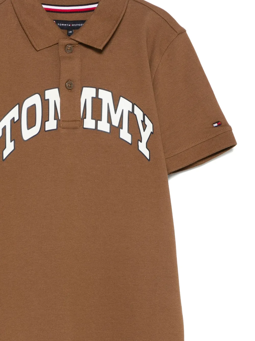 Tommy Hilfiger Junior Logo-detailing Polo Shirt In Brown