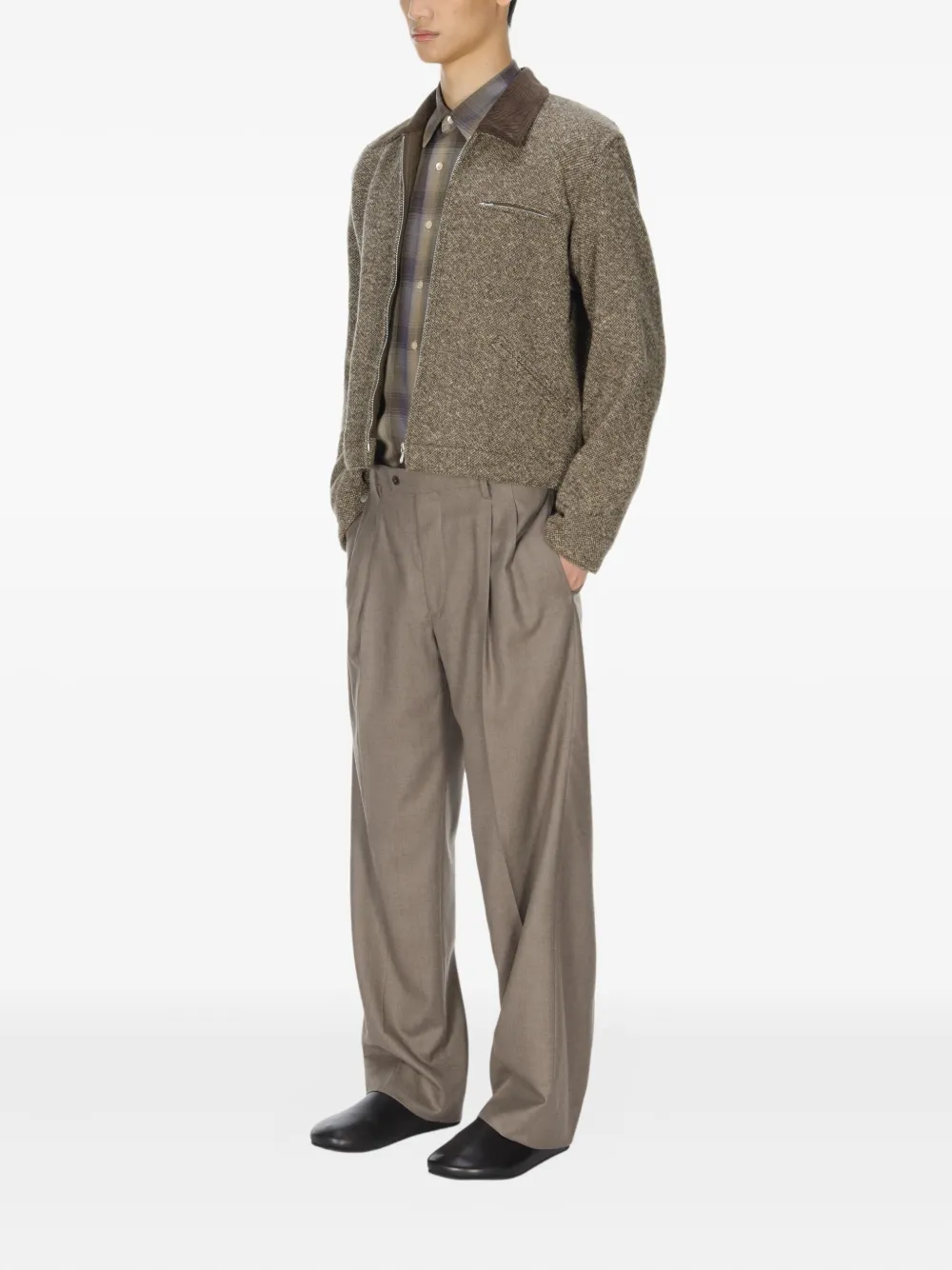 Auralee Tweed Zip Blouson | Brown | FARFETCH HK