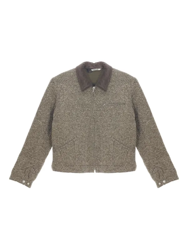 T*A様 AURALEE SPUN TWEED ZIP BLOUSON Auralee Tweed Zip Blouson | Brown | FARFETCH RO