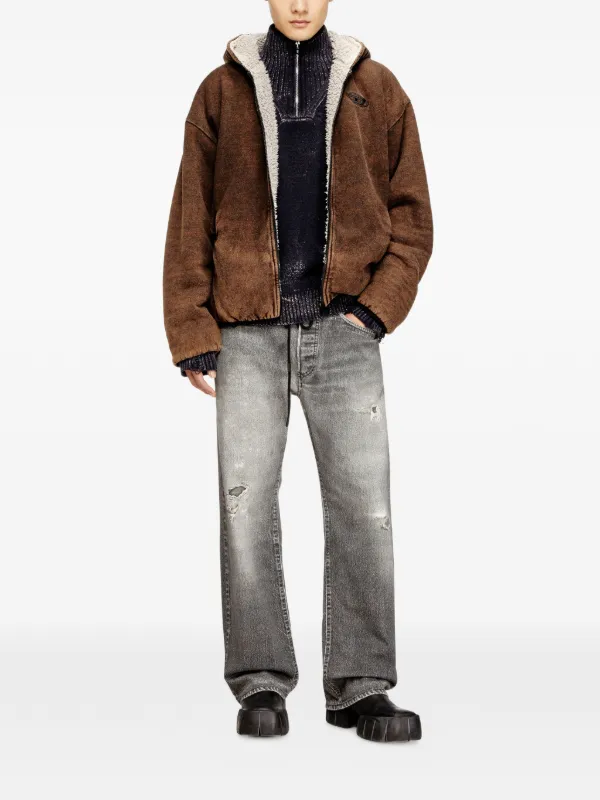 Diesel Jaqueta S-Bryan Dupla Face Com Logo | Marrom | FARFETCH BR