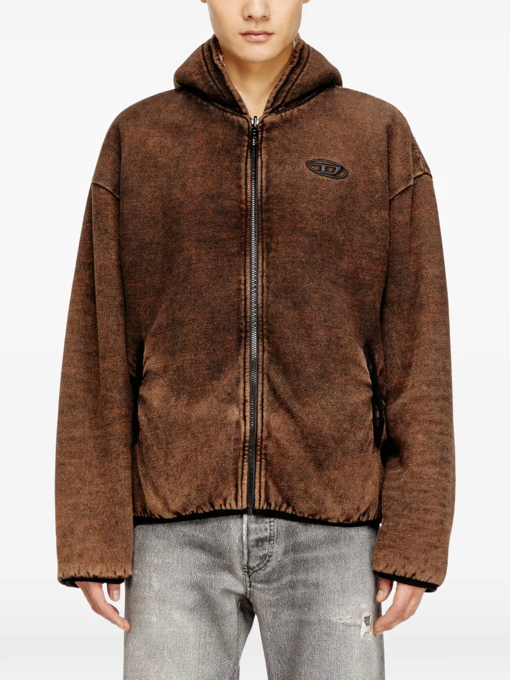 Diesel S-Bryan omkeerbaar jack met geborduurd logo Bruin