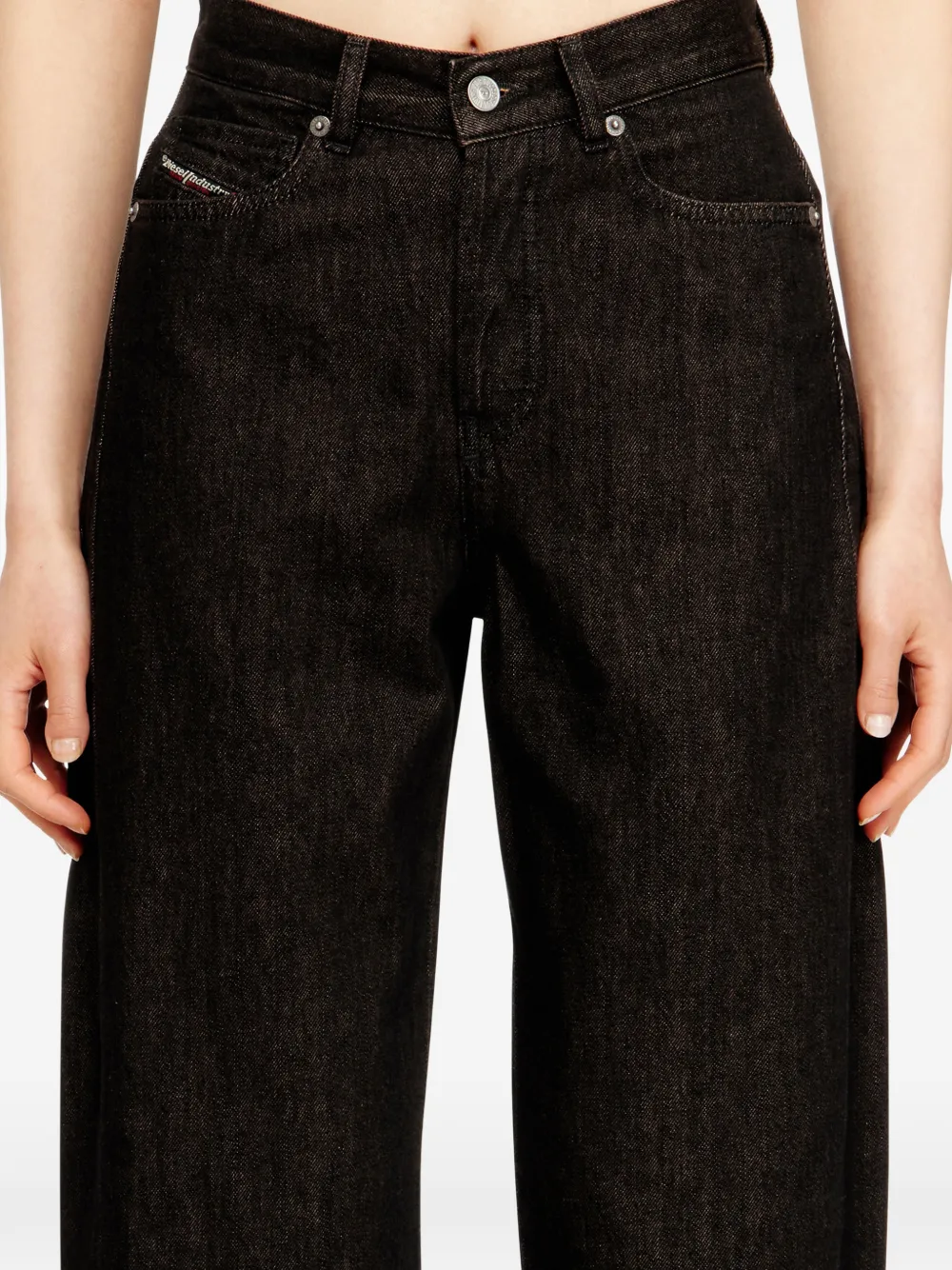 Diesel 1974 D-Ellz ruimvallende jeans met wijde pijpen Zwart