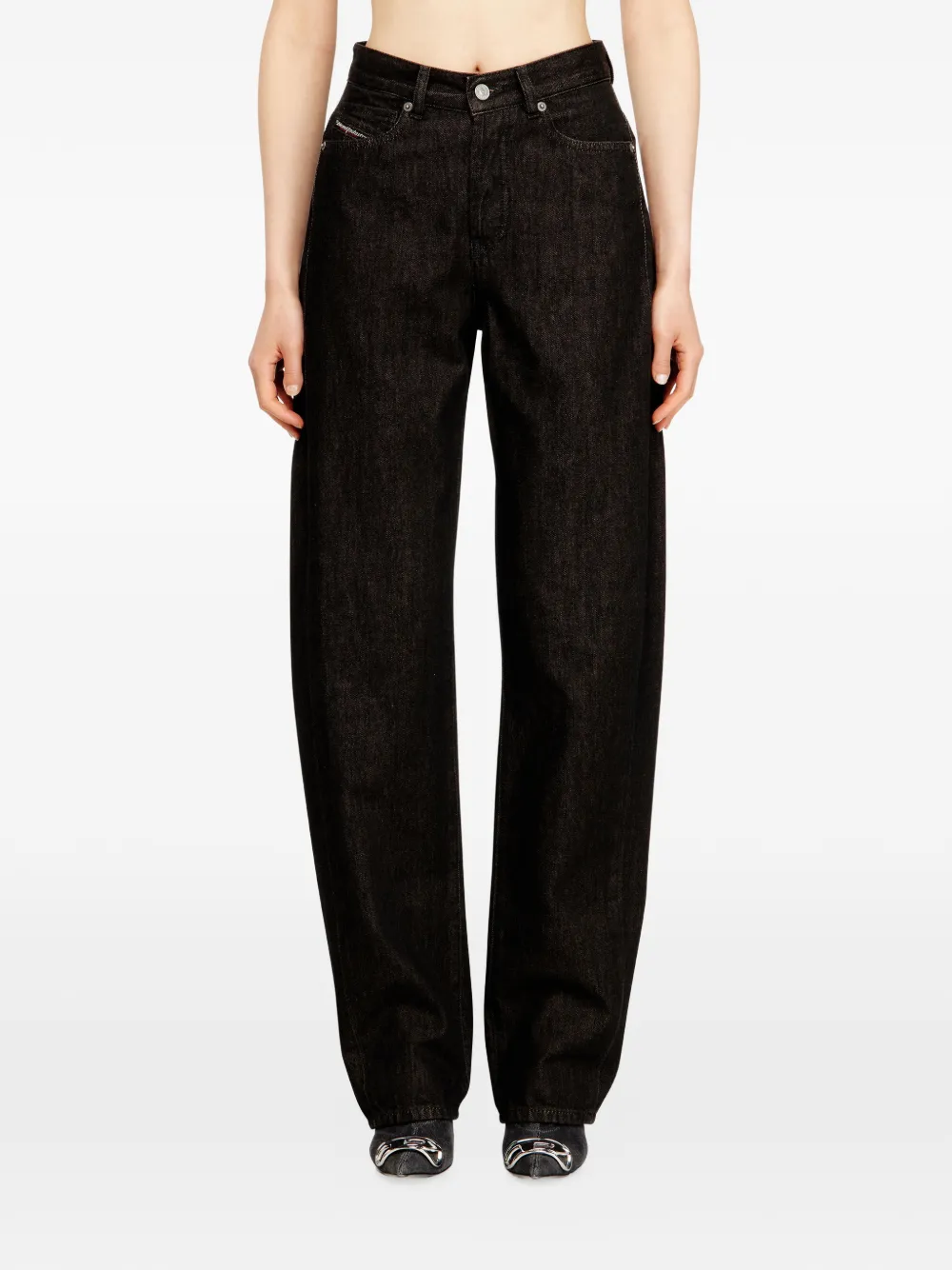 Diesel 1974 D-Ellz ruimvallende jeans met wijde pijpen Zwart