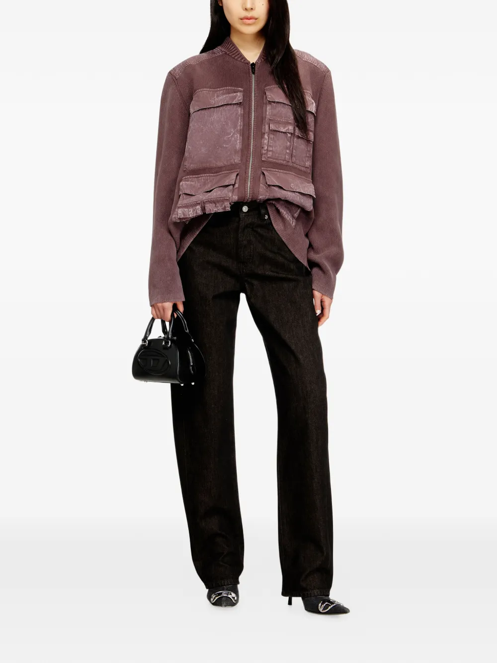 Diesel 1974 D-Ellz ruimvallende jeans met wijde pijpen - Zwart