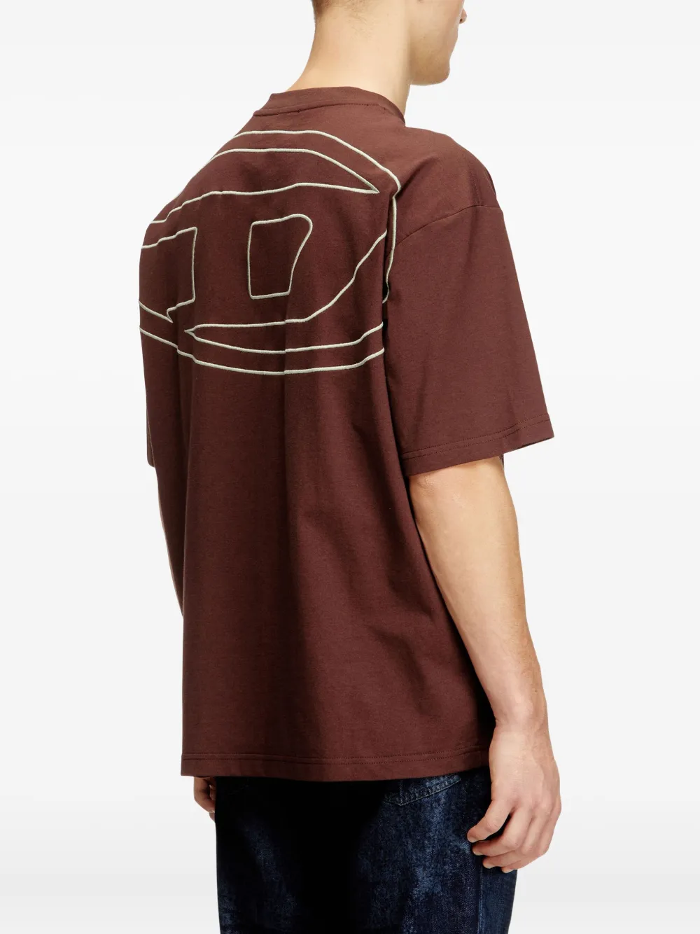Diesel T-Boggy-Megoval-D T-shirt met geborduurd logo Bruin