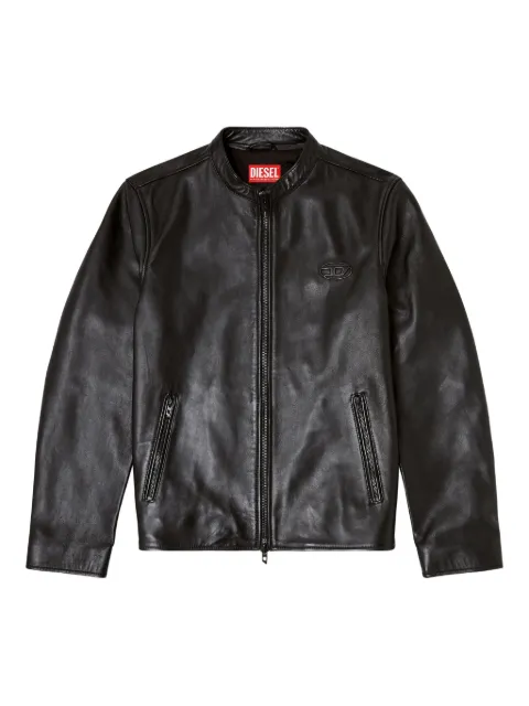 Diesel logo-embossed leather jacket