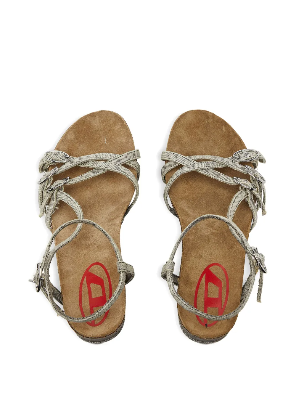 Diesel 105 mm D-Woodstock sandalen met plateauzool Grijs
