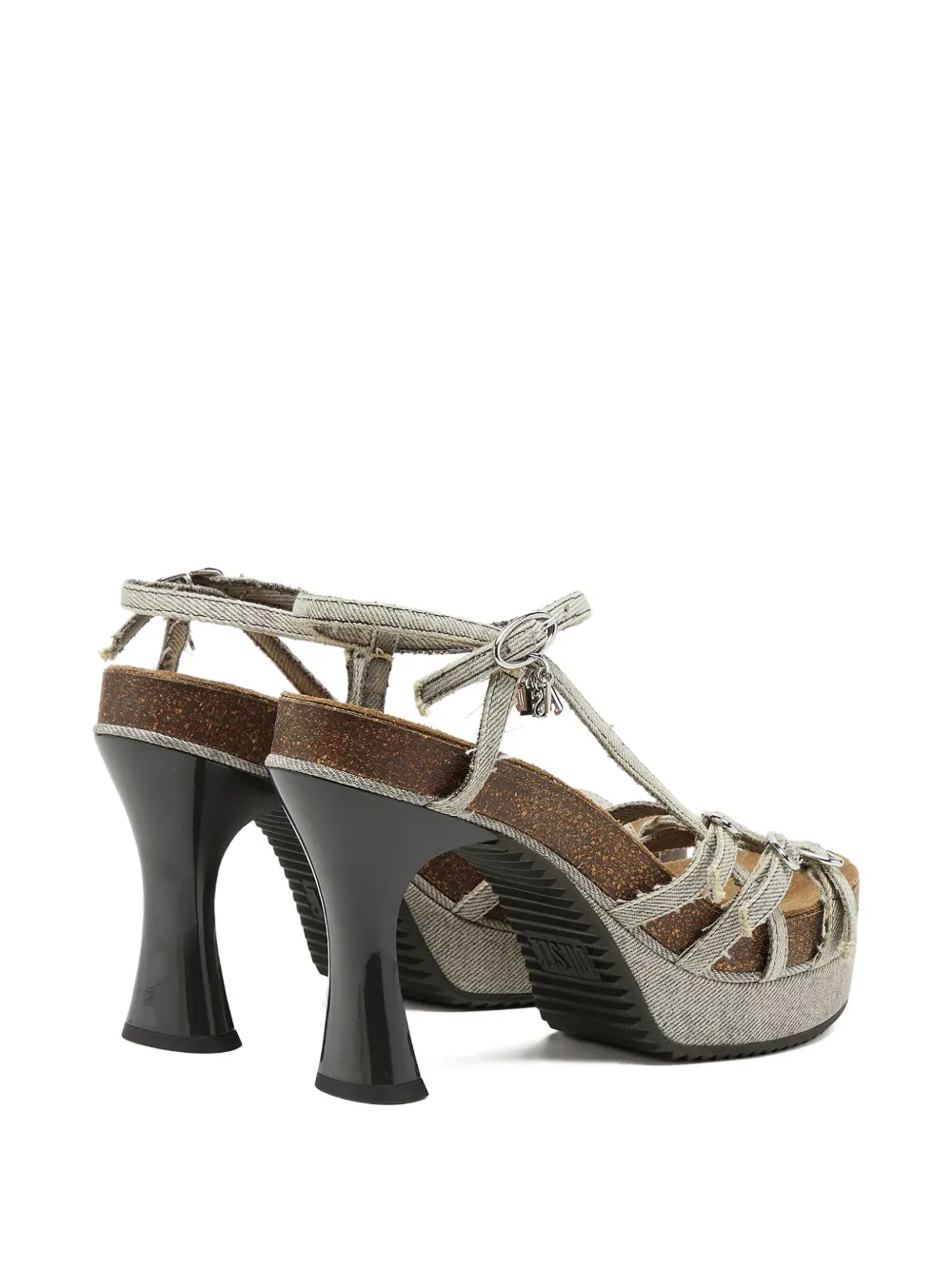 Diesel 105 mm D-Woodstock sandalen met plateauzool Grijs